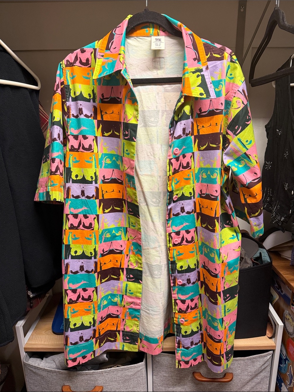 Lucy & Yak Multicolor Graphic Short-Sleeve button up dress